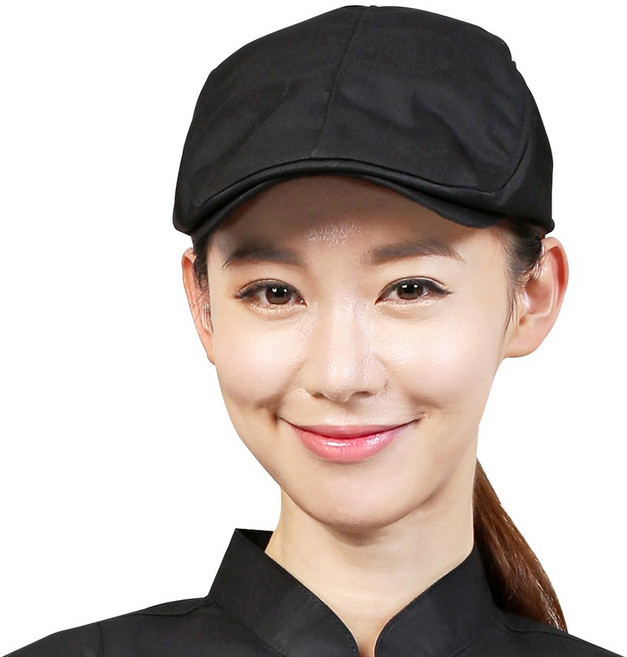 검정 밴딩 헌팅캡 / 카페 커피숍 주방 홀 서빙 셰프 유니폼 남여공용 모자