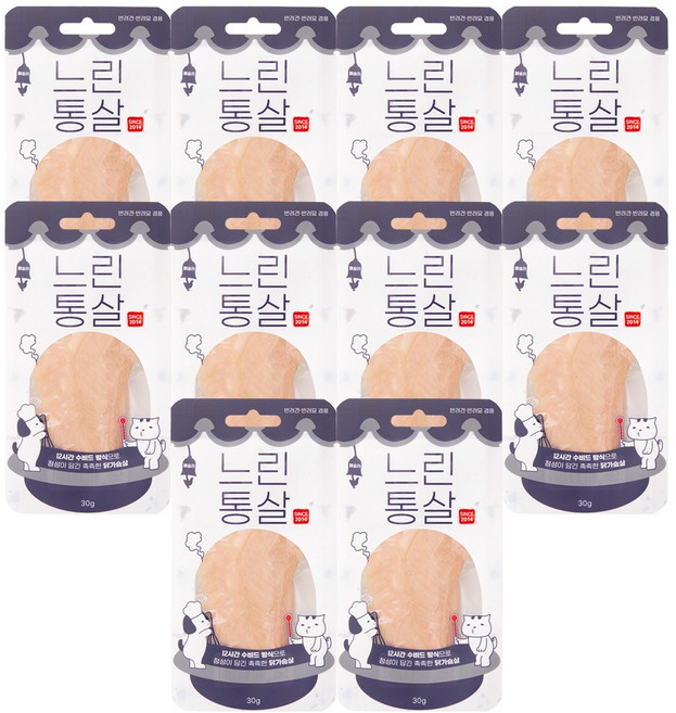 페슬러 느린통살 강아지 고양이 간식, 닭, 30g, 10개