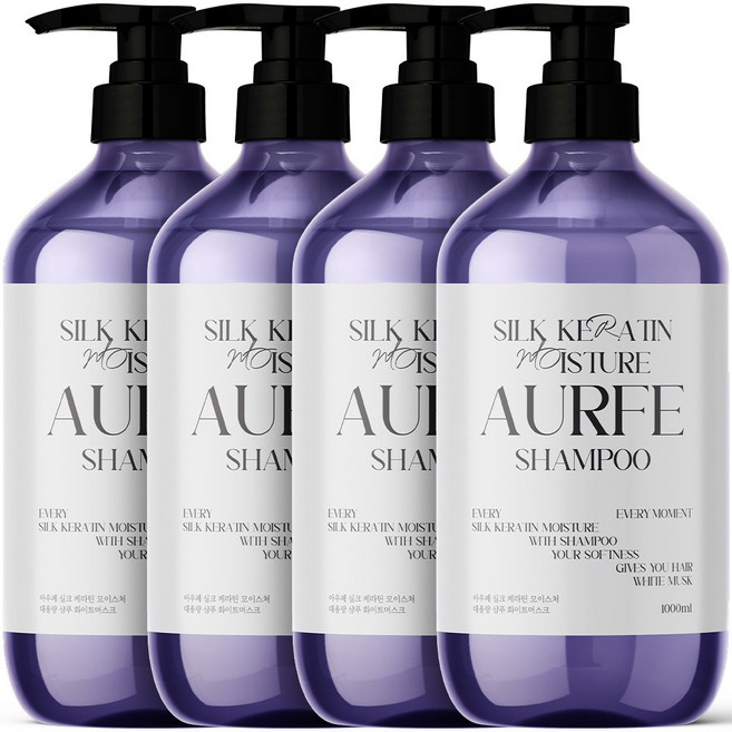 아우페 실크 케라틴 모이스처 샴푸 화이트머스크향, 4개, 1L
