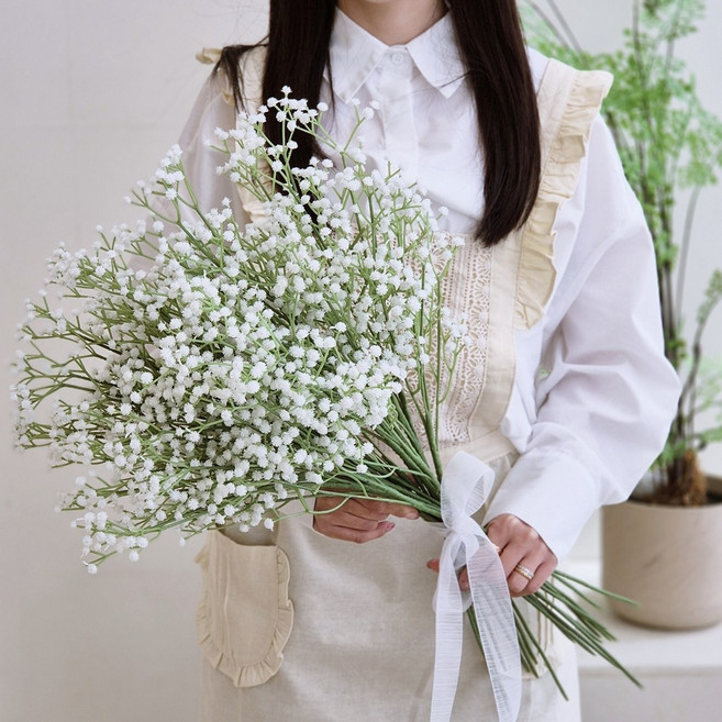 에이치엠데코 라벤더 튤립 조화 부쉬 안개꽃 가지 웨딩 인테리어 부케 꽃다발, 핑크, 1개