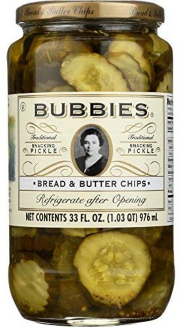 버비스 피클 브레드 & 버터 칩 33온스 (1개 팩) Bubbies Pickle Bread & Butter Chips 33 Oz (Pack of 1), 1개