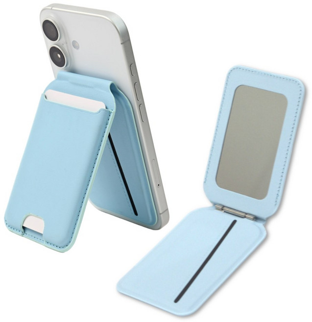 니즈올 맥세이프 거울 카드지갑 거치대, 1개, 스카이블루