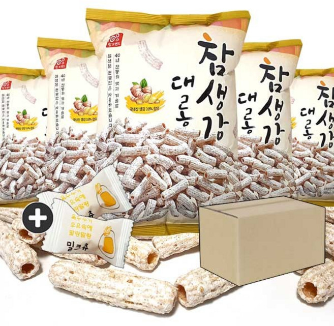 주전부리몰 아이랑후드 참생강대롱(350g x 10봉) 1박스(+밀크츄 2개), 350g, 10개