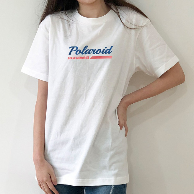험블스튜디오 폴라로이드 레터링 오버핏 커플 여름 코튼 반팔티 반팔 티셔츠