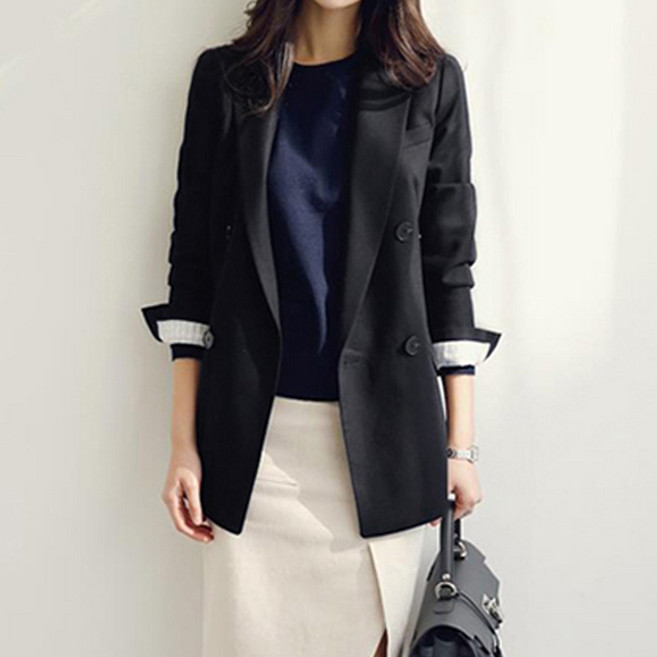 심플 여성 자켓 소매 롤업 캐주얼 정장