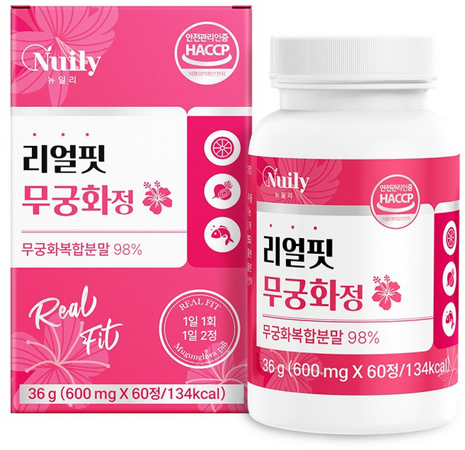 뉴일리 리얼핏무궁화정 히비스커스 모로 오렌지 안토시아닌 이너밸런스 무궁화복합분말 식약처 H ACCP 카테킨여성건강 1일2정, 1박스, 60정