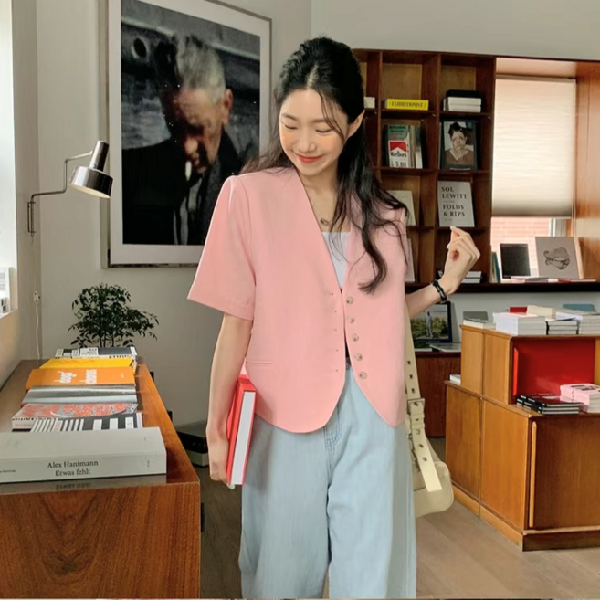 휠렉스 여성 패션 자켓 반팔 패션 슬림핏 블레이저 PY18