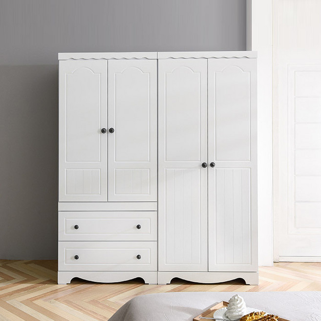 장인가구 세이지 K1 1600 옷장세트 A형, 화이트, 화이트