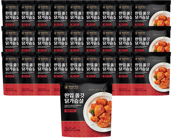 [무료배송/당일출고] 푸라닭 한입쫄깃 닭가슴살 매콤악마, 28개, 100g