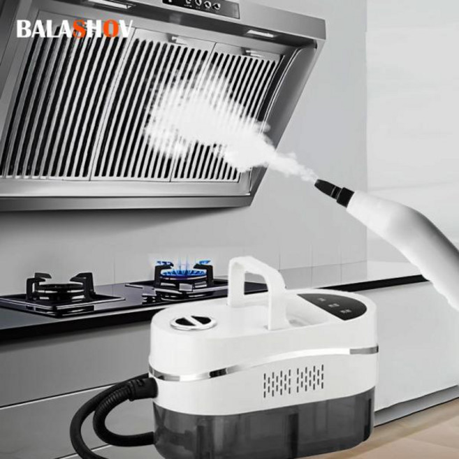 2500W 고압 스팀 청소기 가정용 주방 자동차 용 휴대용 스팀 청소기 고온 스팀 청소 기계 220V EU, 2)Black