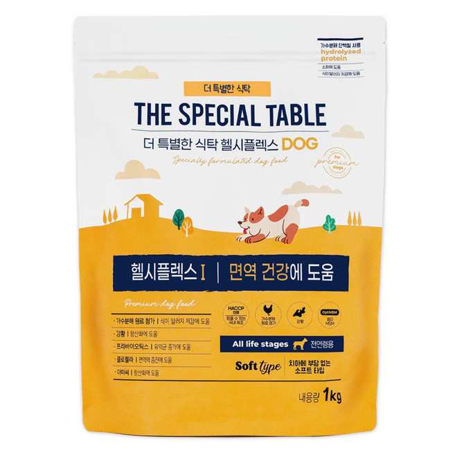 푸디 더특별한식탁 전연령 강아지 기능성 소프트 사료 헬시플렉스, 1개, 1kg, 면역/항산화