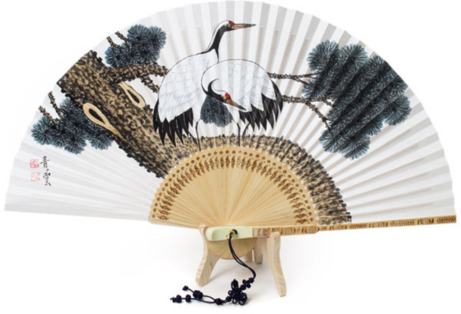 친필 청운 송학 안재환 전주합죽선, 단품, 1개