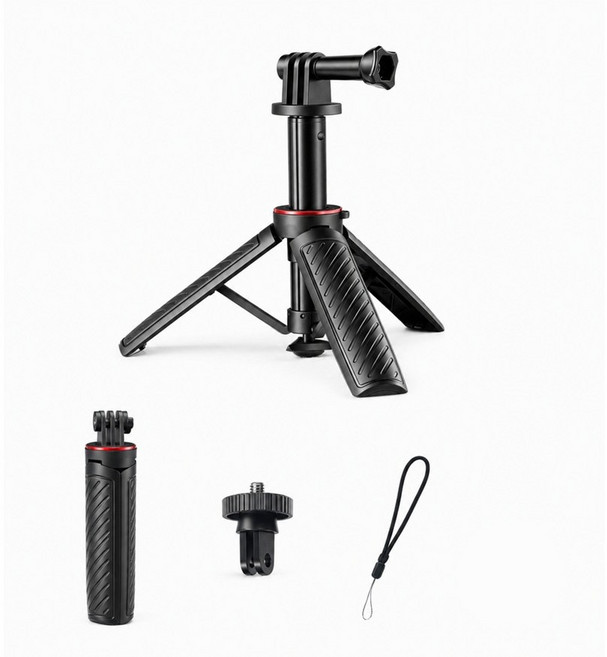 체리스팟 XS-22 고프로 쇼티 오즈모 액션캠 촬영용 원터치 삼각대 & 셀카봉(부속포함), 1세트, 블랙