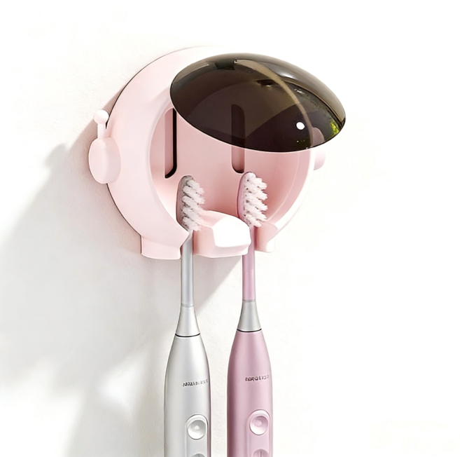 우주인 욕실 칫솔걸이 부착형, 1개, 분홍색