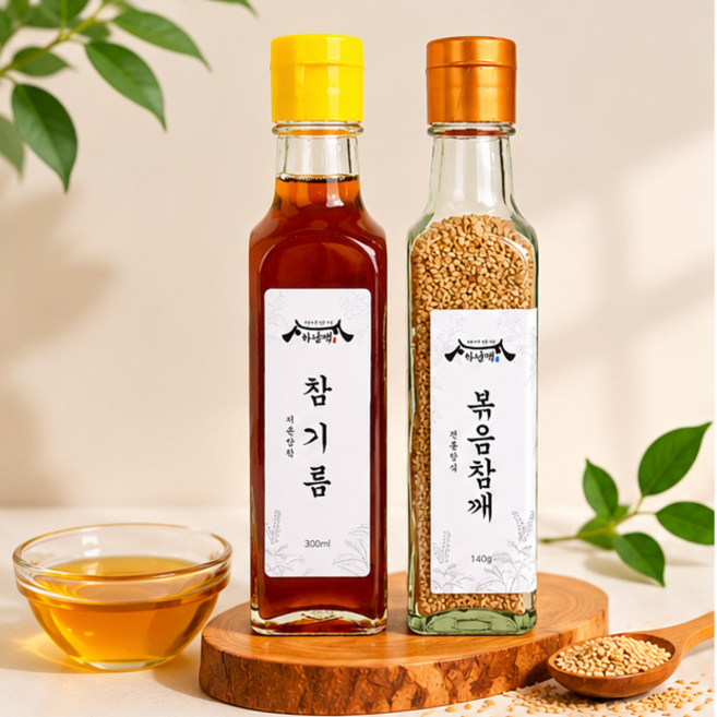 하남댁 저온압착 참기름 참깨 세트, 1개, 300ml