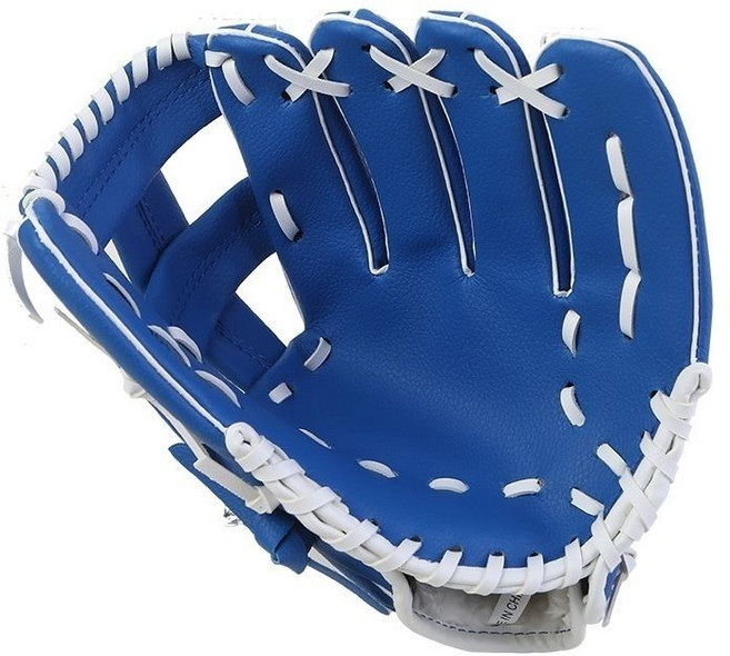 專業兒童棒球手套耐磨柔軟初學接球手套, 1個, 藍色十字檔10.5寸