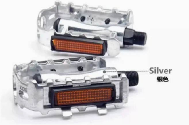 自行車踏板 經濟實用型轉動 L/R標示, 銀色-金屬款, 1套