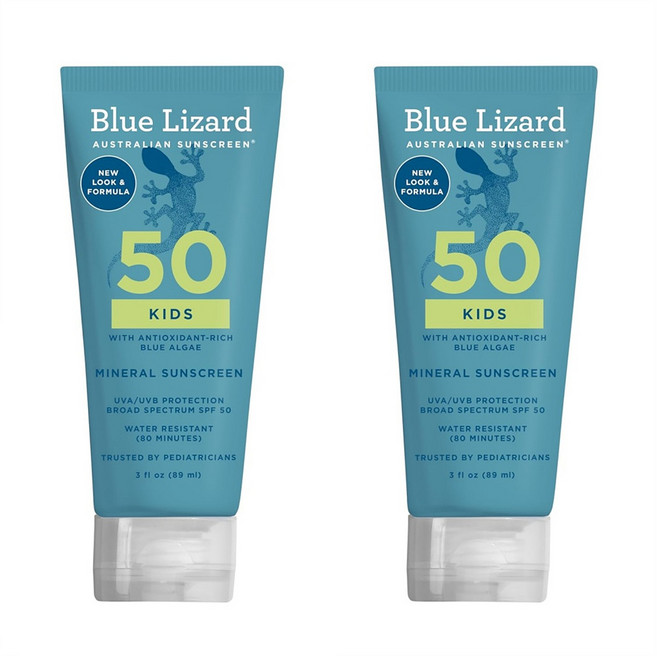 Blue Lizard Kids Mineral SPF Lotion 블루 리자드 키즈 무기자차 선크림 SPF 50+ 3oz, 2개, 89ml