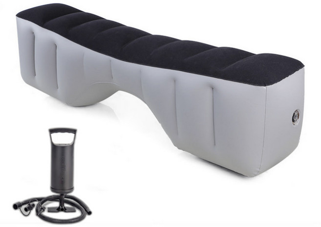 더굿즈 자동차 뒷좌석 에어매트, 에어매트+수동 에어펌프 세트, 1개, 블랙