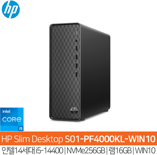 HP S01-PF4000KL-WIN10 14세대i5-14400_NVMe256GB_(16GB)_WIN10Pro/HP컴퓨터/슬림PC/사무용PC/HH, S01-PF4000KL, WIN10 Pro, 256GB, 16GB, 블랙