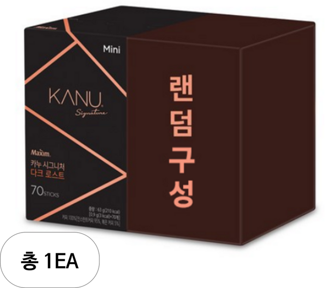맥심 카누 시그니처 미니 다크 로스트, 커피 스틱 70p + 랜덤 구성, 1개