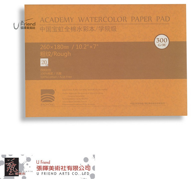 寶虹學院粗紋全棉水彩紙 300g/m² 260x180mm, 1個