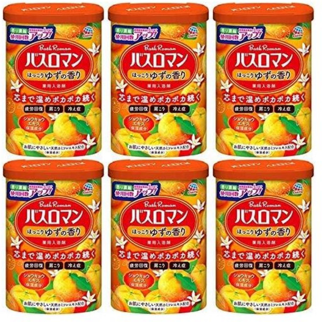 일본직배송 입욕제 바스로맨 따끈따끈 유자향 600g x6개