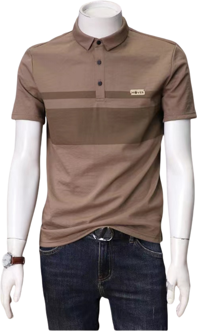 십전십미 남자 여름 면마 얇은 칼라 프린트 티셔츠