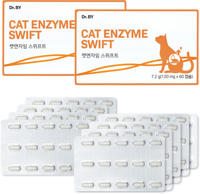 닥터바이 캣엔자임 스위프트 고양이 소화 효소 췌장영양제 구토 케어 60캡슐, 2세트, 소화기능/췌장개선, 60정