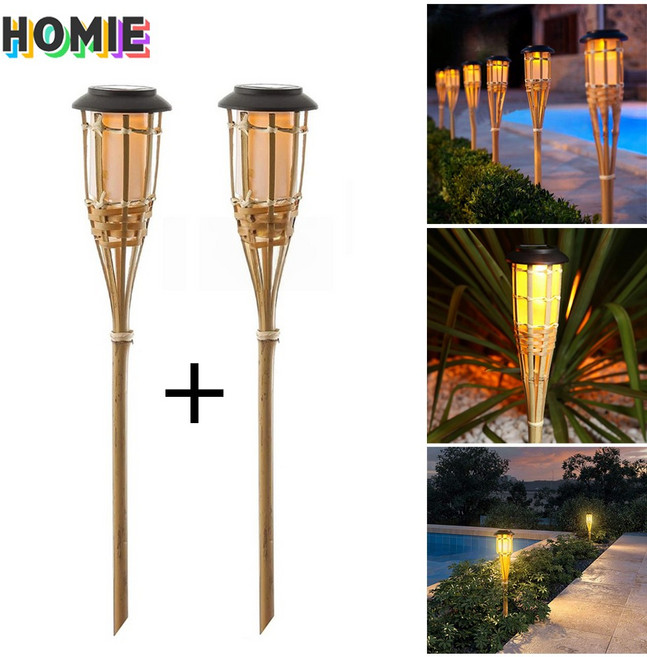 HOMIE 태양광LED 무드정원등 야외조명 잔디등대나무 방수정원장식등, 웜톤