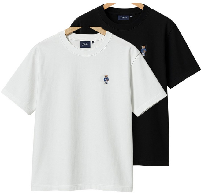 예일 자수 캐릭터 반팔티 - 엠브로이더리 댄 화이트/블랙