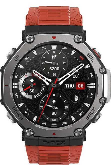 어메이즈핏 스마트워치 T-REX 3, GPS + 블루투스, 3.81cm, 라바 레드