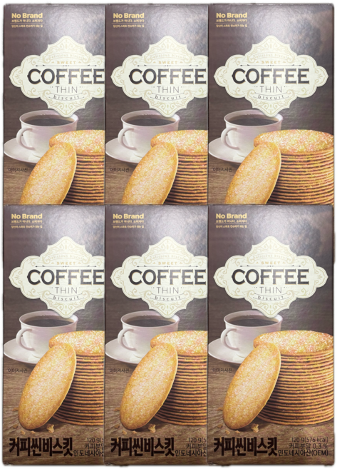 노브랜드 커피 씬 비스킷 120g, 6개, 노브랜드 커피씬 비스킷