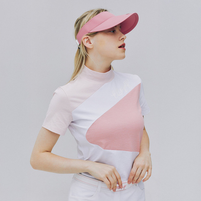 엘르골프 엘르골프 여성 컬러 배색 목크넥 티셔츠_6I45453