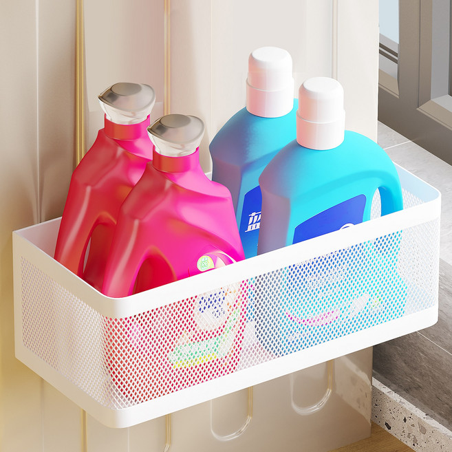 세탁기/냉장고 자석 수납선반 세탁실 자석선반 자석세제정리함 철제 바구니, 화이트, 1개