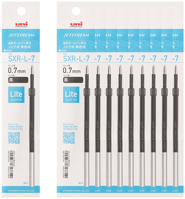 제트스트림 Lite 터치 단색 리필 (SXR-L-7) 0.7, 0.7 (제트스트림 라이트 단색 리필), 블랙, 10개