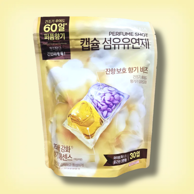 아우라 퍼퓸샷 캡슐 섬유유연제 화이트 머스크 본품 30p, 150g, 30개입, 1개