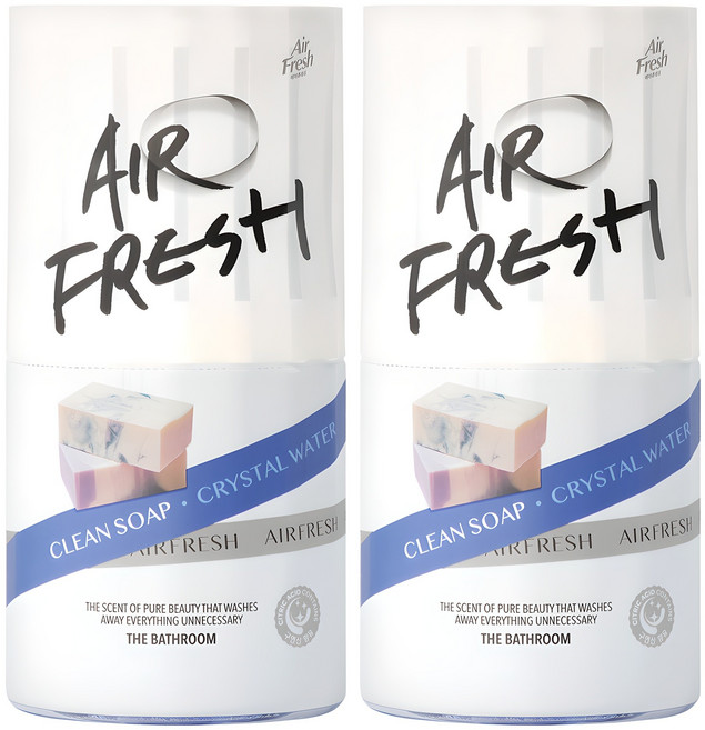 에어후레쉬 크리스탈워터 화장실용 방향제 본품, 400ml, 2개, 클린비누향