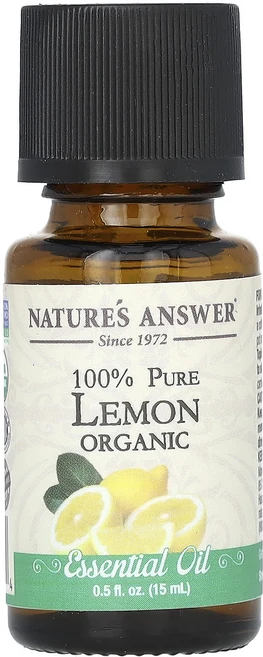 Nature's Answer 유기농 에센셜 오일 100% 순수 레몬 15ml(0.5fl oz), NaturesAnswer유기농에센셜오일100순수레몬15, 1개, 15ml - 쿠팡