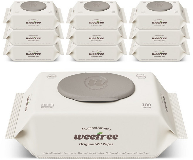 위프리 제로 그레이 엠보싱 아기물티슈, 10개, 100매, 55g