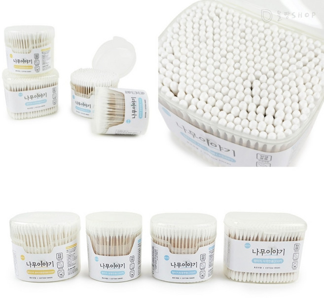 올짱 원터치 투명케이스 회오리형 면봉 생활위생용품, 350개