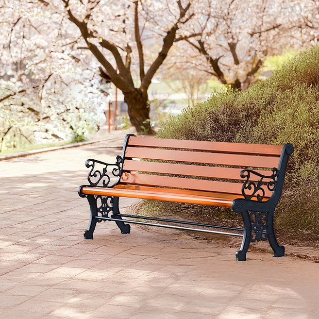 뉴테이크암 야외 벤치 의자 원목 목재 3인용 4인용 카페 공원 정원