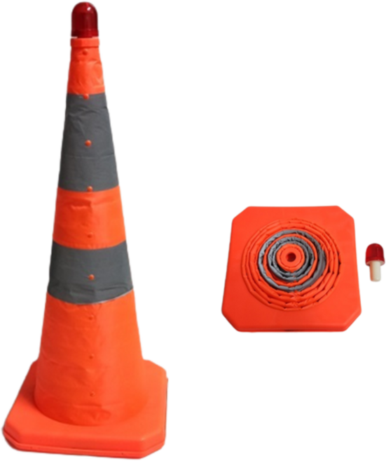 伸縮三角錐 折疊三角錐 禁止停車 道路警示, 1個, 高70cm-帶警示燈 交通錐