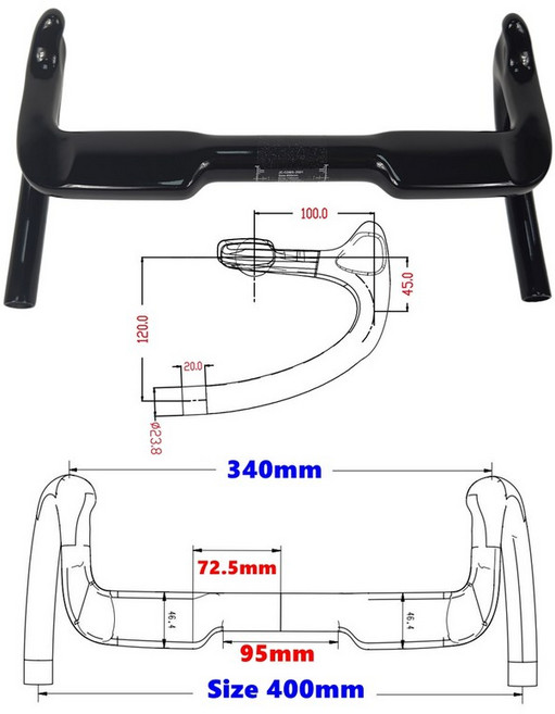 BIKEDOC TB28 카본 번치바 토레이 700 트랙바 앞/뒤 브레이크용 픽시 핸들바 UD 글로시 드롭바, [06] 400MM UD Glossy