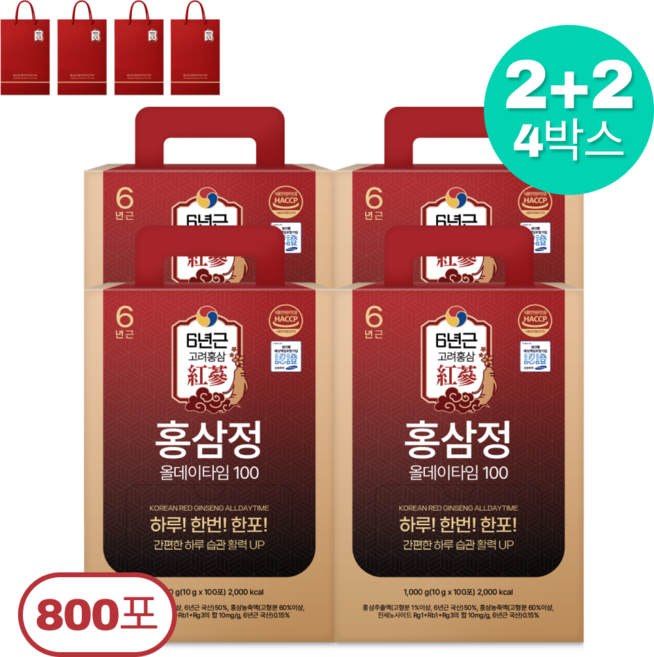 1+1 홍삼정 올데이타임 100 대용량+쇼핑백, 4개, 1L