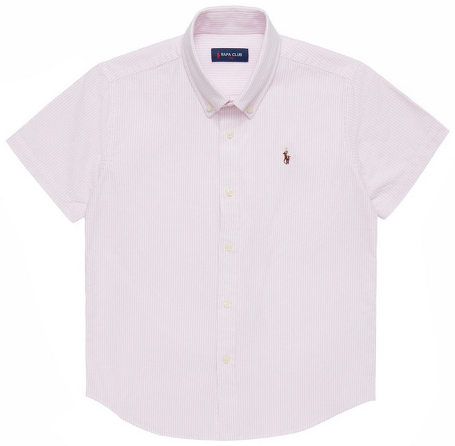 라파클럽 아동 옥스포드 반팔 셔츠 여름 면 100% 남방 자수 로고