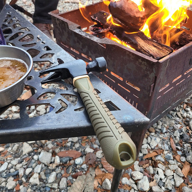 원핸드 백패킹 팩망치 텐트 타프 캠핑용 해머 휴대용 아웃도어 경량 파운딩해머, 1개, 블랙&카키