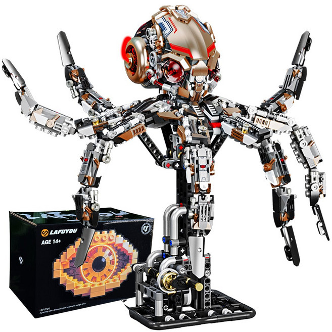 라푸유 문어 MOC블록 피규어 프라모델 낙지 오징어 어른장난감 주말생활 조립장난감 외계인 재미있는 MOC블럭, No.13085, 1개