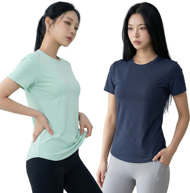 <투엘라> (1+1) 여성 여름 반팔 라운드티_퀸 소로나 쿨 냉감 빅사이즈 스판 라운드 반팔 티셔츠