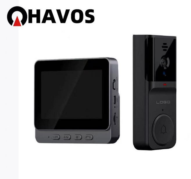 Havos 인터폰 4.3인치화면 비디오폰 무선설치 무선현관초인종 가정보안 실내외 겸용 스마트연동 간편설치, M16